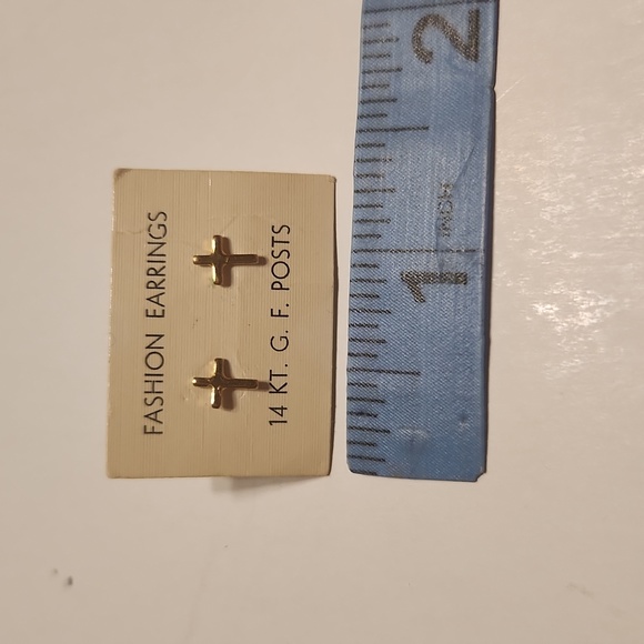 Tiny Gold Cross Earrings - Picture 4 of 4